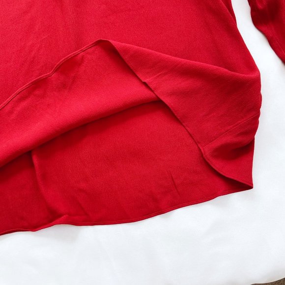 ❤️SOLD NWT Aritzia Wilfred Free Redling Red Tie Lace Neck Long Sleeve Blouse Top - Picture 10 of 13